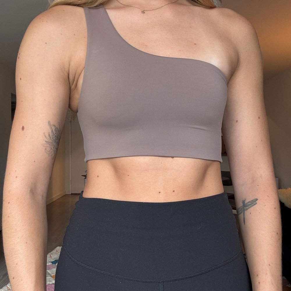 Girlfriend Collective Mauve One-Shoulder Top